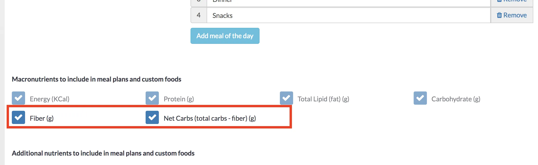 selecting fiber and net carbs